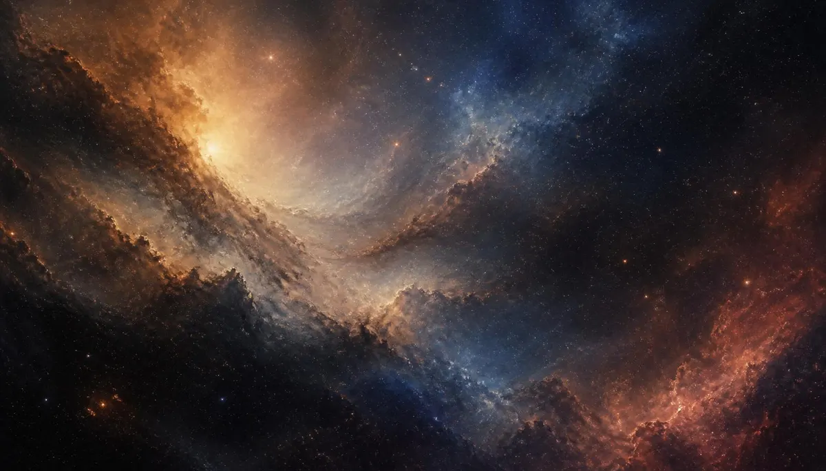 A distant nebula in warm cosmic tones
